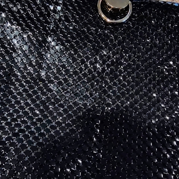 Sparkly black chainmail bag with gold tone hardware. Pre-owned. - Picture 10 of 13